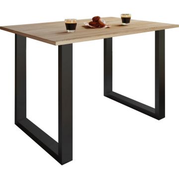 Masă din metal, material pe bază de lemn, 140/80/76 cm,