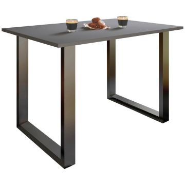 Masă din metal, material pe bază de lemn, 140/80/76 cm,