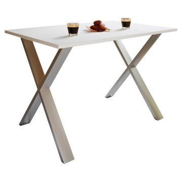Masă din metal, material pe bază de lemn, 140/80/76 cm,