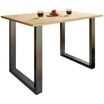 Masă din metal, material pe bază de lemn, 140/80/76 cm,