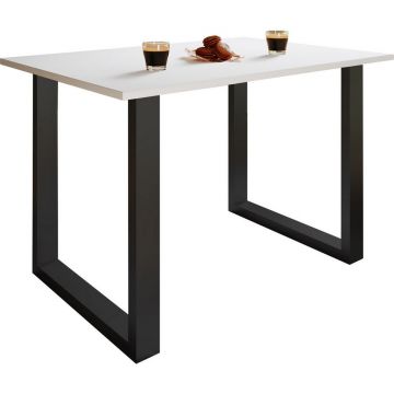 Masă din metal, material pe bază de lemn, 140/80/76 cm,