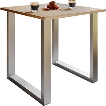Masă din metal, material pe bază de lemn, 80/50/76 cm,
