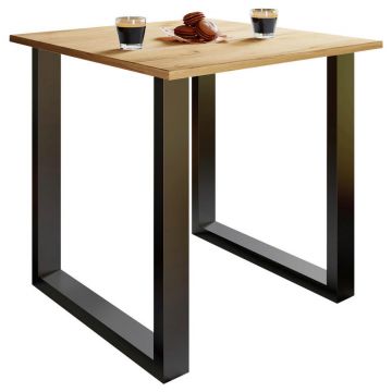 Masă din metal, material pe bază de lemn, 80/80/76 cm,