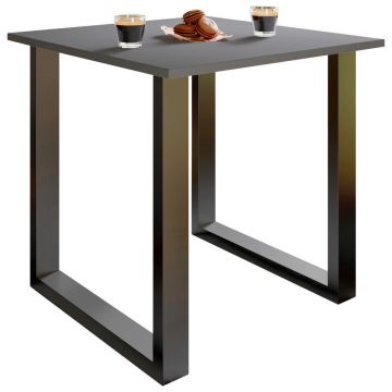 Masă din metal, material pe bază de lemn, 80/80/76 cm,