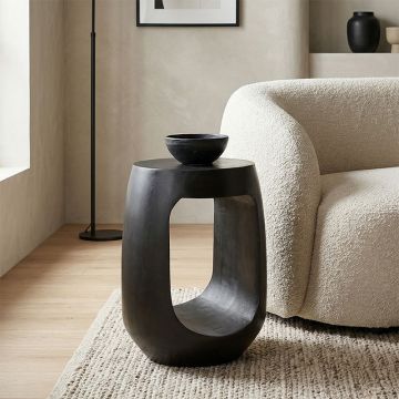 Masă laterală cu design practic Lenora, Stil Modern, Lemn de Mango Solid, Natural, 33x45 cm