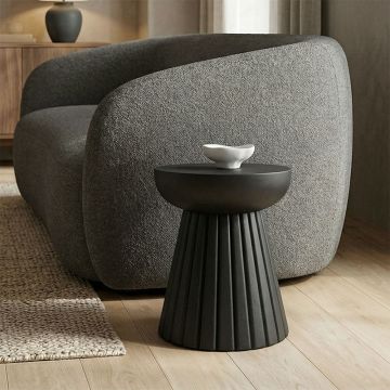 Masă laterală Nemira cu funcție decorativă, Stil Modern, Lemn de Mango Solid, Negru, 30x35 cm