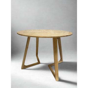 Masa rotunda dining din lemn masiv Terra Oak 100x100x75 cm