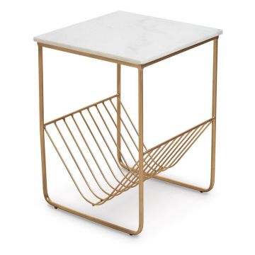 Măsuță auxiliară cu blat din marmură 40x40 cm Mandoli – Premier Housewares