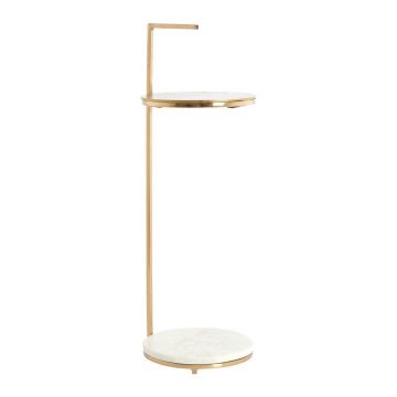 Măsuță auxiliară rotundă cu blat din marmură ø 26 cm Leda – Light & Living