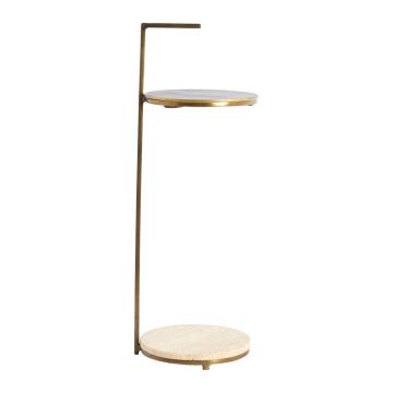 Măsuță auxiliară rotundă cu blat din piatră ø 26 cm Leda – Light & Living
