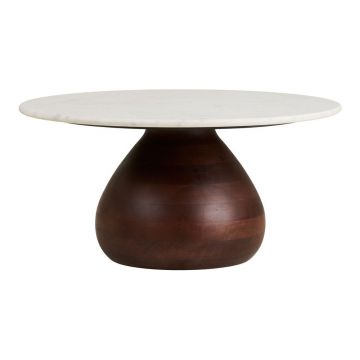 Măsuță de cafea albă/în culoare naturală închisă rotundă cu blat din marmură ø 70 cm Heide – House Nordic