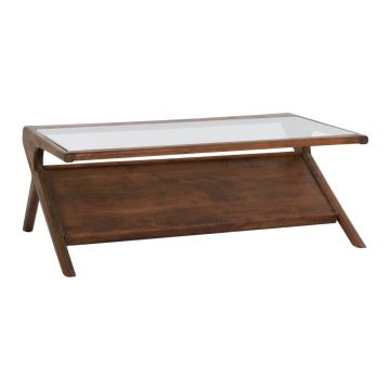 Măsuță de cafea în culoare naturală cu blat din sticlă 70x112 cm Yuki – Light & Living