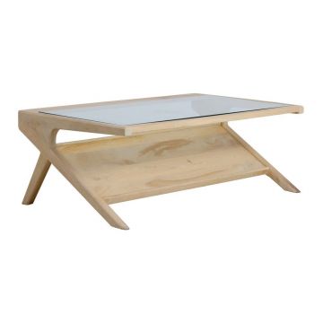 Măsuță de cafea în culoare naturală deschisă cu blat din sticlă 70x112 cm Yuki – Light & Living