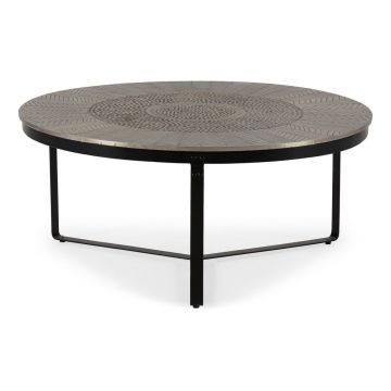 Măsuță de cafea neagră/gri rotundă cu aspect mat ø 90 cm Clarisa – MOME