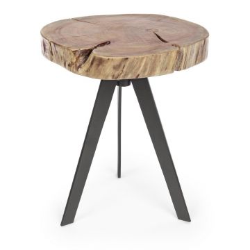Măsuță de cafea neagră/în culoare naturală cu blat din lemn de acacia ø 35 cm Aron – Bizzotto