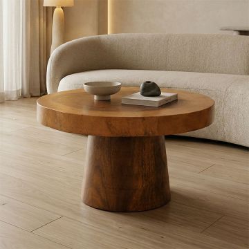 Măsuță de cafea Nepal din lemn masiv Suar, Natural, Ø80x45 cm