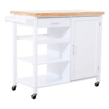 Măsuță de servire cu roți din lemn de arbore de cauciuc 48x105 cm Frankfurt – Premier Housewares