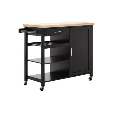 Măsuță de servire cu roți din lemn de arbore de cauciuc 48x105 cm Frankfurt – Premier Housewares