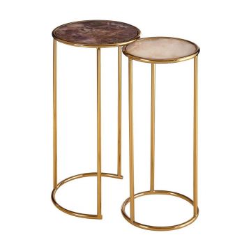 Măsuțe auxiliare 2 buc. rotunde cu blat din piatră ø 31 cm Vita – Premier Housewares