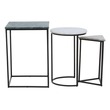 Măsuțe auxiliare 3 buc. cu blat din marmură 40x40 cm Mandoli – Premier Housewares