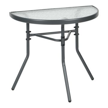 Masuta de cafea de gradina consola semicerc, Bion, Gri inchis, 70x40x65 cm