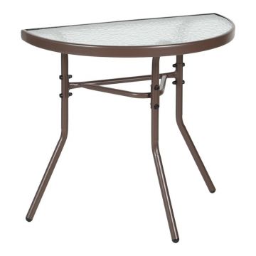 Masuta de cafea de gradina consola semicerc, Bion, Maro, 70x40x65 cm
