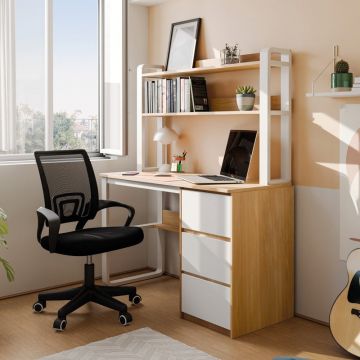 Pachet mobilier de birou pentru studenți Master set de 2 bucati, Negru, 50x120 cm