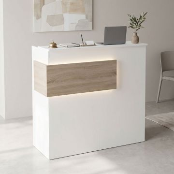 Receptie birou, Optima, Alb, 40x110x110 cm