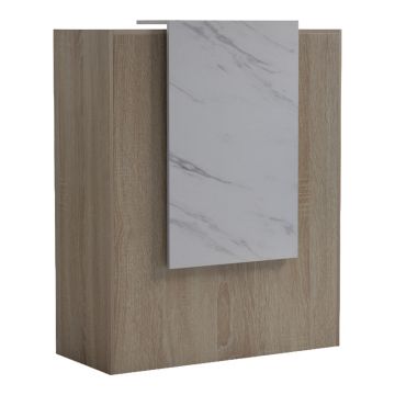 Reception birou Zowel cu LED sonoma-alb marble look, Sonoma - White Marble, 90x40x110 cm
