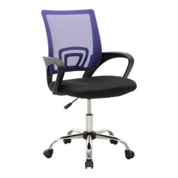 Scaun de birou reglabil Berto II, albastru/negru, 60x48x85-95 cm