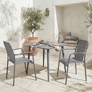 Set 3 masa si scaune gradina, Heven Vista, Antracit, 80x80x72 cm