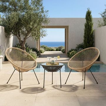 Set 3 masa si scaune gradina V2, Acapulco, 50x50x52 cm