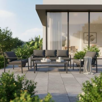 Set 4 bucati de gradina, Gardenly, Gri inchis, 68.5x175x72 cm