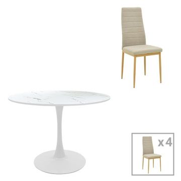 Set 5 masa si scaune Balou-Parker Alb 120x120x95 cm