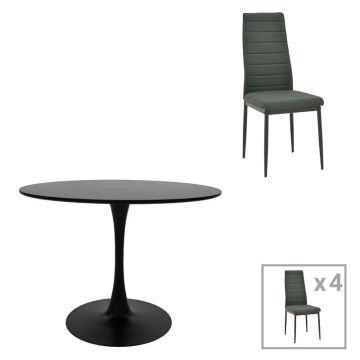 Set 5 masa si scaune Balou-Parker Gri inchis 120x120x95 cm