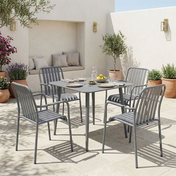 Set 5 masa si scaune gradina, Heven Vista, Antracit, 80x80x72 cm
