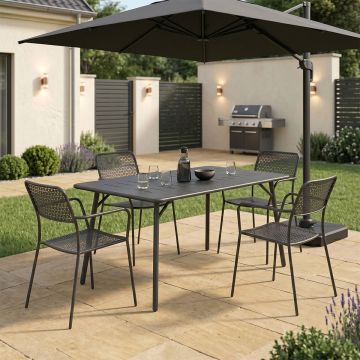 Set 5 masa si scaune gradina, Moraja Federal, Negru, 80x140x72 cm