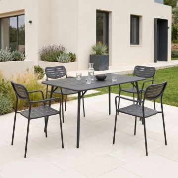 Set 5 masa si scaune gradina V1, Moraja Deraby, Negru, 80x140x72 cm