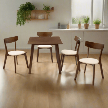 Set de dining Benson - Toto 5 piese, Gri - Nuc, 80x80x75 cm
