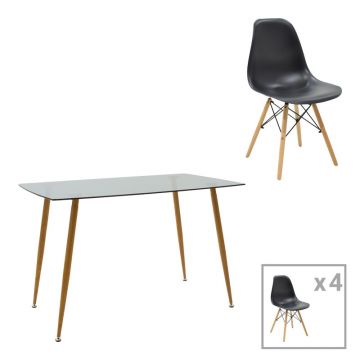 Set dining Chloe-Julita, 5 piese, Antracit, 120x70x75 cm