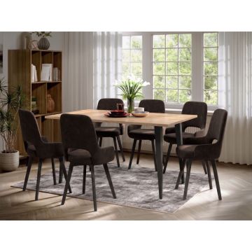 Set Masa Sorento + 6 Scaune Berna Catifea Maro