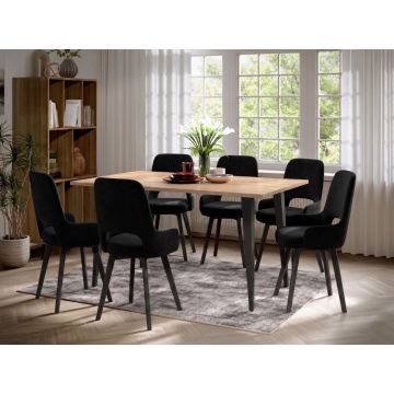 Set Masa Sorento + 6 Scaune Berna Catifea Negru