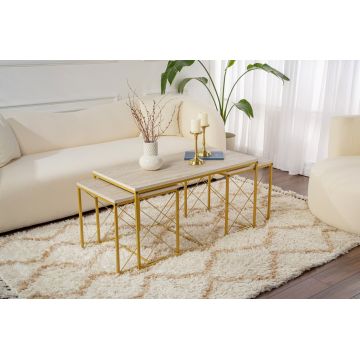 Set masute de cafea, Hanah Home, Defne, Travertin / Auriu