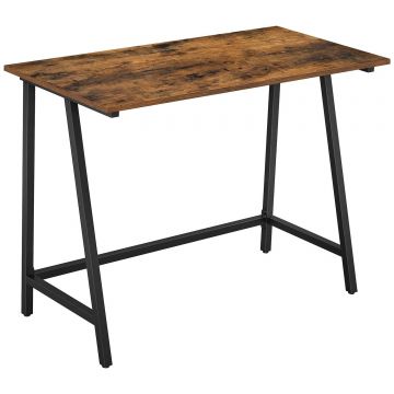Birou cu cadru metalic, stil industrial, 100x50x75 cm, maro rustic