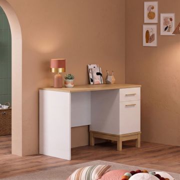 Birou, Hanah Home, Etto, 120x77.3x65 cm, PAL MELAMINAT, Lemn / Stejar alb