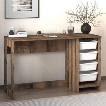 Birou, Hanah Home, Hero, 120x73x45 cm, PAL, Alb / Nuc Antic