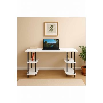 Birou, Hanah Home, Peka113, 120x74x52 cm, PAL, Alb/Negru