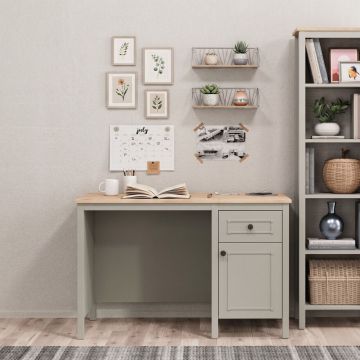 Birou, Hanah Home, Sento, 120x77.3x65 cm, PAL MELAMINAT, Gri / Stejar