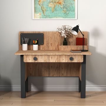 Birou, Hanah Home, Valerin, 120x72x60 cm, PAL, Pin Atlantic / Antracit