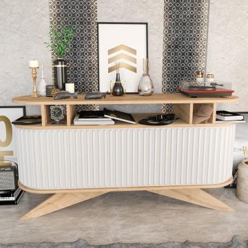 Consola Stor - Oak, White, Crem, 43x75x150 cm - Bej